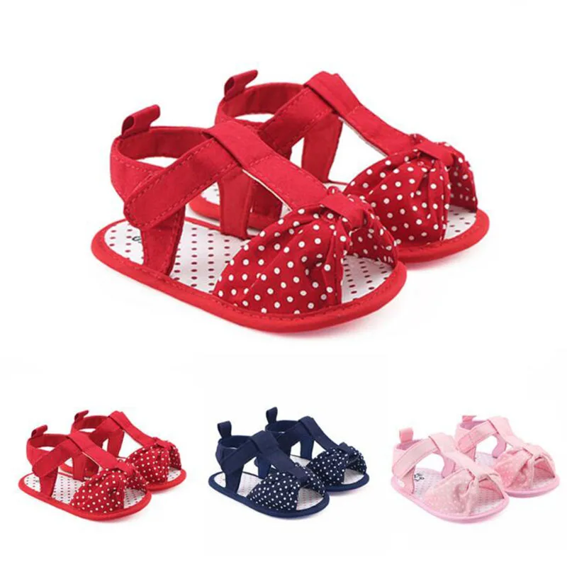

Newborn Baby Girls Princess Summer Shoes Polka Dots Bowknot First Walkers Soft Soled Anti-Slip Infant Toddler Prewalkers Shoe