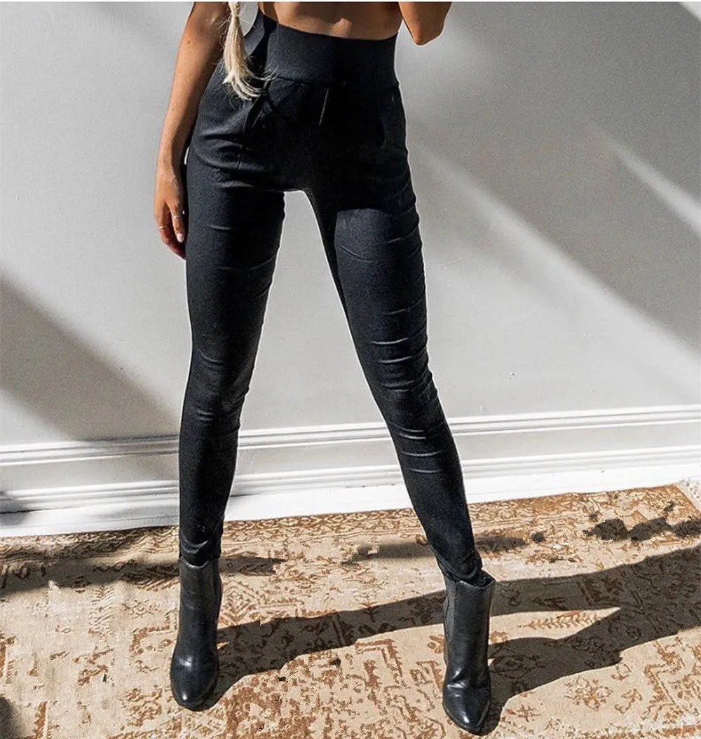 2019 Autumn New Women Solid Leather Pants Sexy Back Zipper Skinny PU Pants Casual Slim Fit High Waist Tights Trousers 2019 Autumn New Women Solid Leather Pants Sexy Back Zipper Skinny PU Pants Casual Slim Fit High Waist Tights Trousers