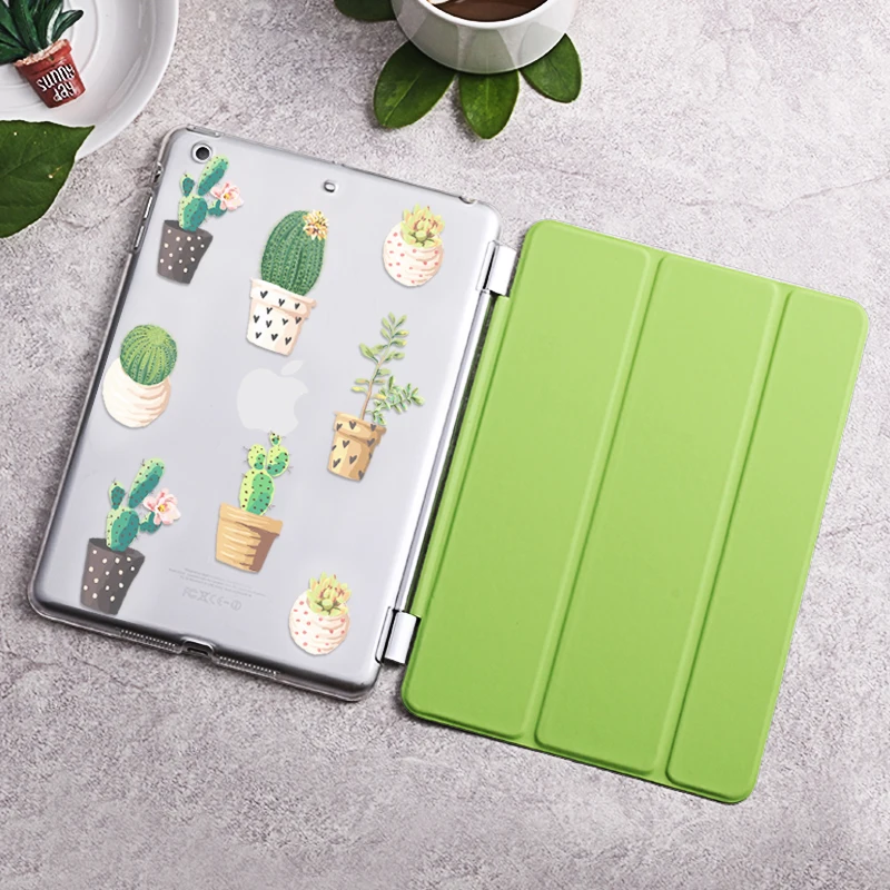 

Case for iPad Pro, Cactus series Tri-fold smart cover Ultra Slim PU Leather Back Case for iPad Pro 9.7''
