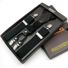 Мужские подтяжки с 4 зажимами кожаные подтяжки регулируемые четыре зажима ремень брюки подтяжки Отец Подарки ligas