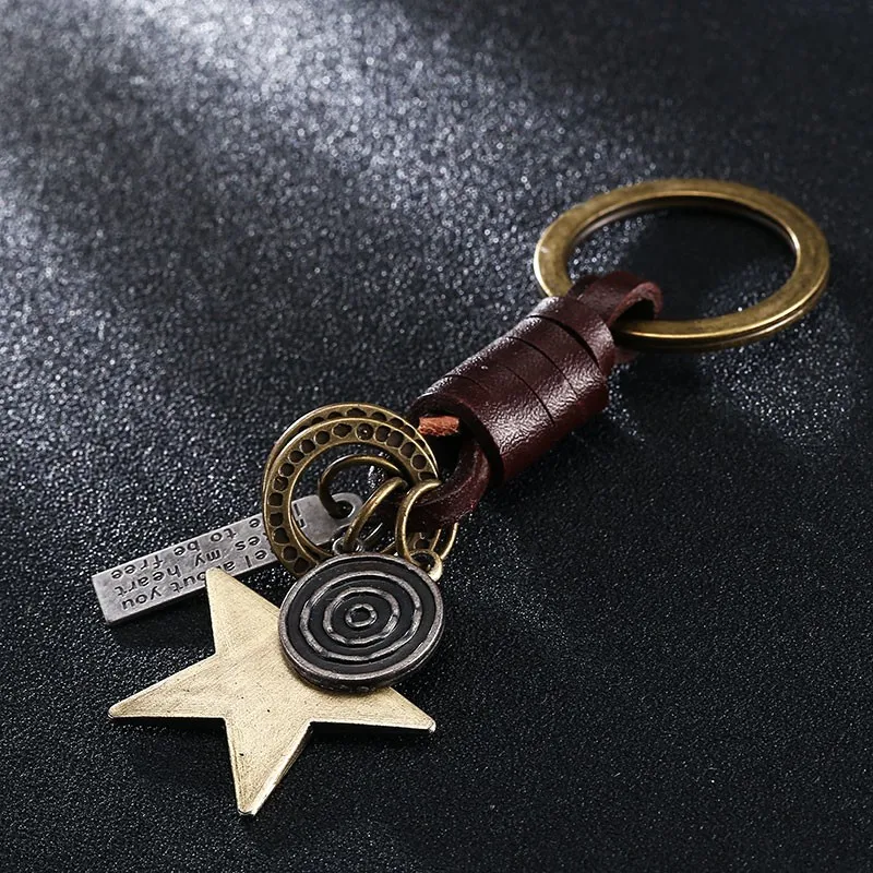 

Multiple Leather Keychain Keyring Star Pendant Suspension Key Chain Charms for Keys Car Keys Accessories Keychain on a Bag