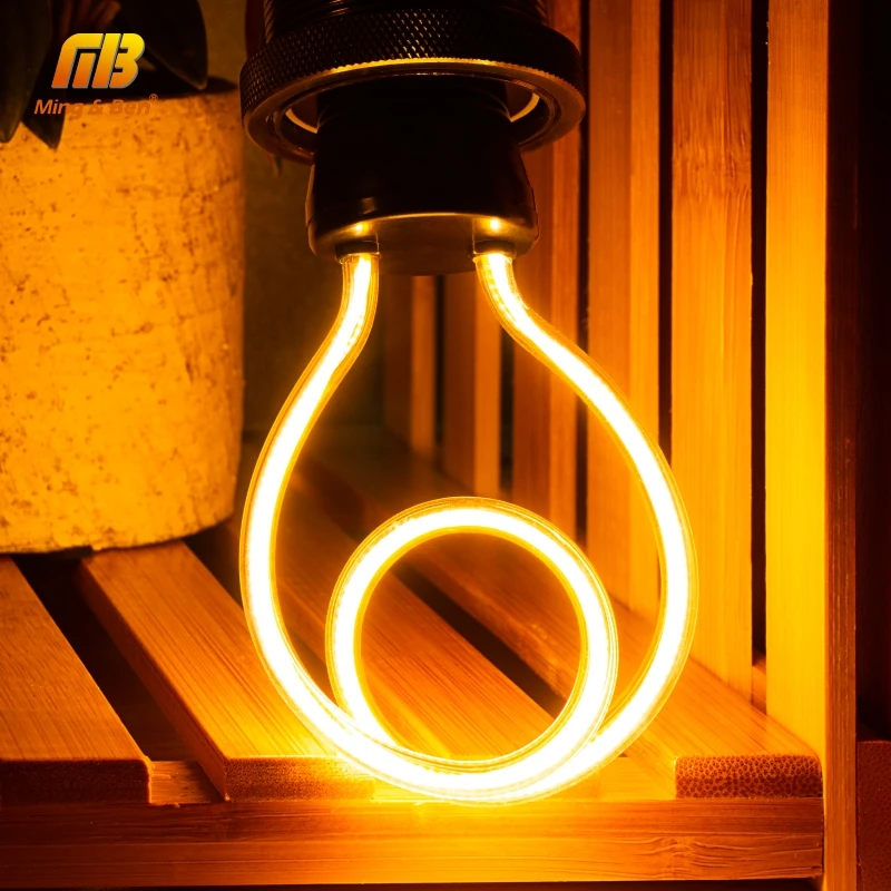 Светодиодный светильник, новинка, уникальный винтажный светильник Эдисона, E27, 220 В, мягкий светодиодный светильник накаливания, 4 Вт, декоративный спиральный дизайн, Ретро лампа, теплый желтый цвет