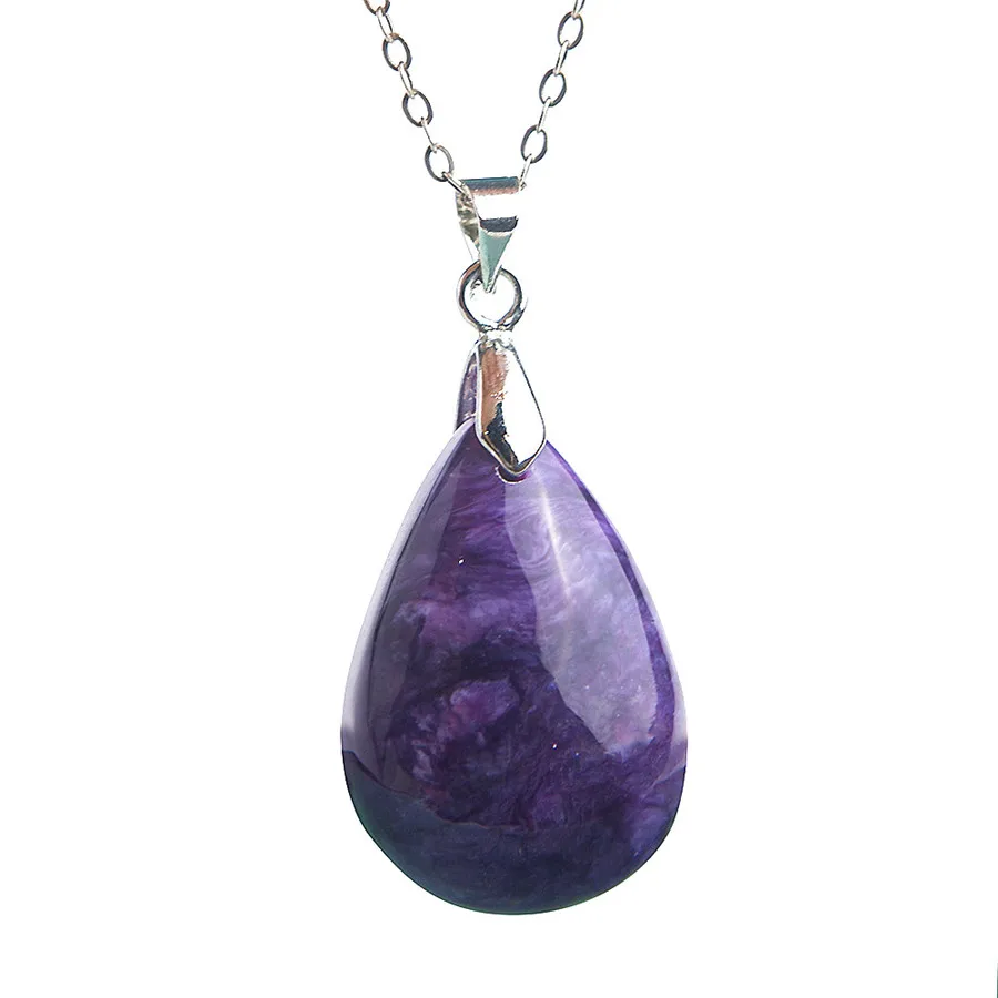 Precious Purple Natural Charoite Gemstone Crystal Water Drop Bead Suspension Pendant 26x17x9mm | Украшения и аксессуары