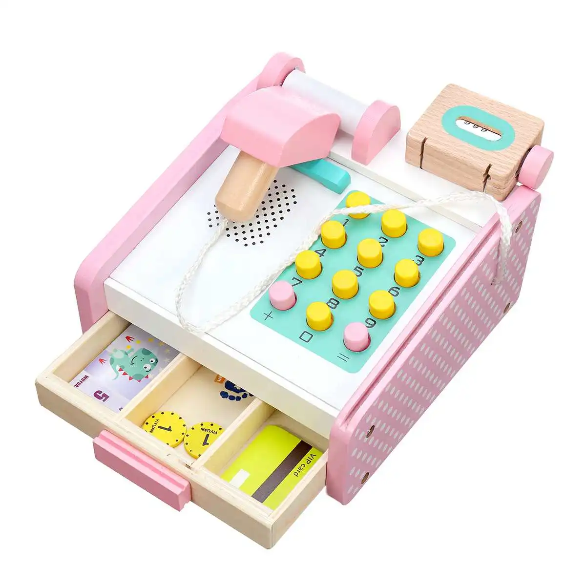 Розовые Деревянные детские развивающие игрушки, имитация кассового аппарата, регистратор, стол для покупок, ролевые игры, игрушки для детей, подарок