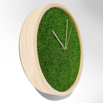 

Wooden Green Plant Wall Clock Modern Design Living Room Solid Clock Bedroom Clock Mute Green Home Design Relogio Parede WZH719