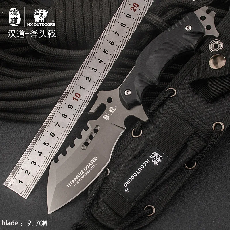 

HX OUTDOORS Axe fork fixed knife survival ganzo hunting tool faca pocket tactical knives cs go 440C blade couteau camping tools