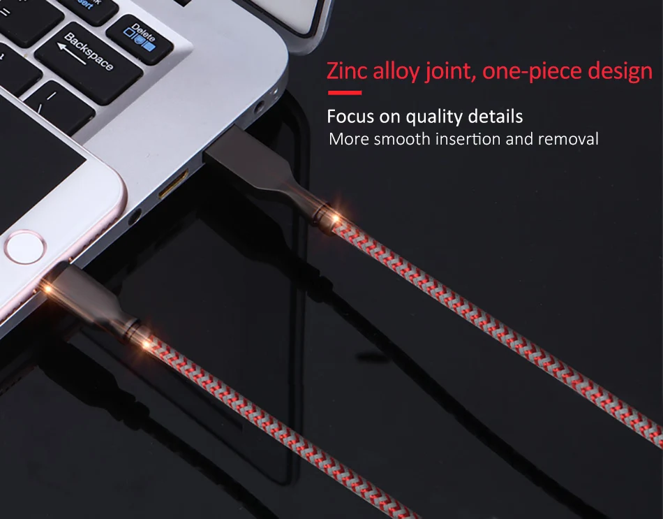 NOHON Nylon Sync Data Charging Cable For iphone 5 SE 6S 7 8 X Plus XS XR XS MAX 2.4A Fast Charger Line Lighting Charge Cord Line (5)
