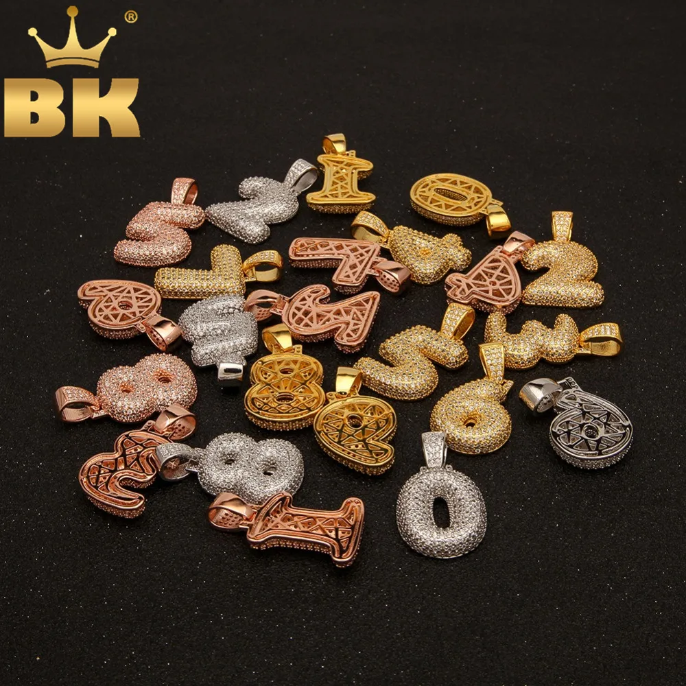 

Custom Bubble Numbers 0-9 Necklace& Pendant Cubic Zirconia Silver/Gold/Rose Gold Color Hiphop Fashion Jewelry Men/Women