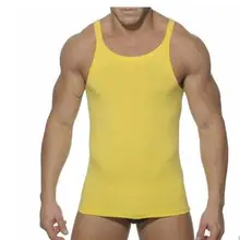 Человек Чистый хлопок тонкий сексуальный Холтер Топ для спорта и отдыха Танк