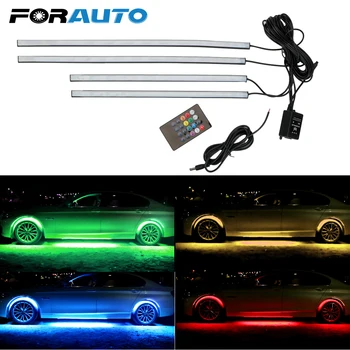 

FORAUTO Auto LED Strip Neon Light Car Bottom Atmosphere Lamp Music Active Sound Control Underbody Decorative Light 4x 8 Colors