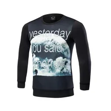 New 2017 autumn winter fashion men hoodies 3 d printing planet crewneck male crime