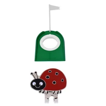 Golf Putting Green Hole Cup & Hat Clip Putt Practice Training Aid Equipment Tool Ladybug Ball Marker