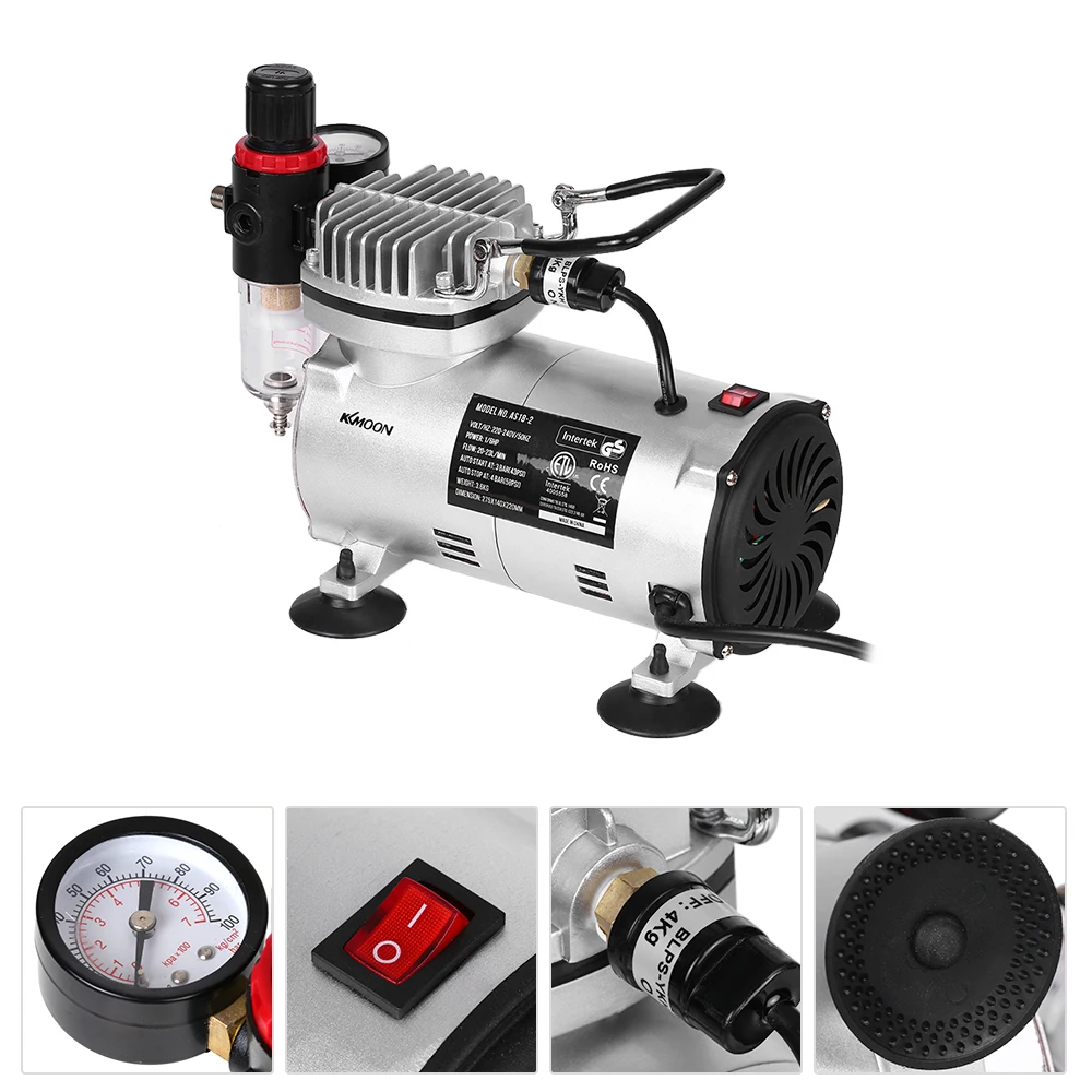

Gravity Feed Dual-Action Airbrush Piston Air Compressor Kit with 3 Airbrushes 6ft Air Hose Airbrush Holder Cleaning Brush