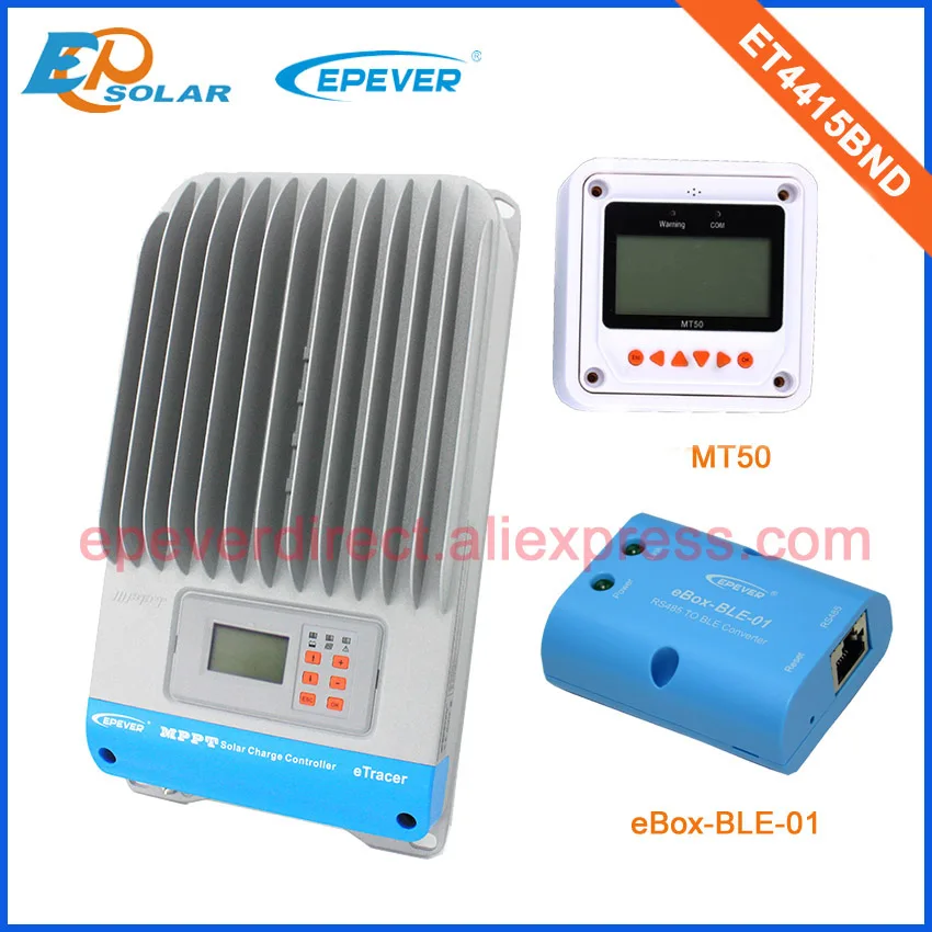 

EPsolar ET4415BND 45A 45Amp 12v/24v/36v/48v auto work mppt charge controller with white MT50 remote meter and bluetooth function