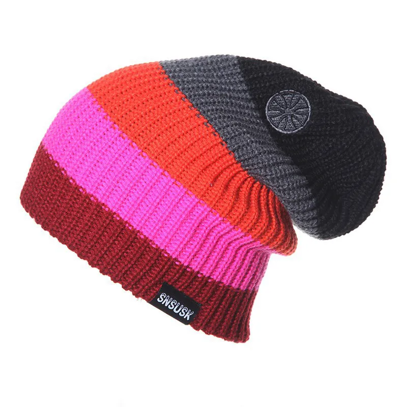 

Winter Knitted Beanie muts female Warm Cap Men Women Colorful Patchwork Ski Hat Skullies Beanies Crochet hats