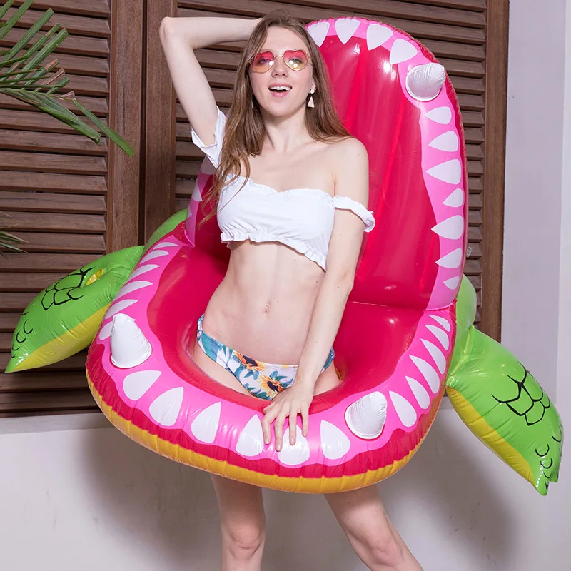 

160cm Giant Man-Eating Shark Floats Green Crocodile Swimming Ring Water Chair Air Mattress Pool Party Toys Lounger boia