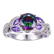 Fashion Rainbow CZ Flower Rings for Women Micro Pave AAA Cubic Zirconia Ring Wedding Bands Silver Ring Ladies Party Jewelry blucome luxury aaa zircon copper ring clear cz micro pave gold color rings for women flower big long section finger ring wedding