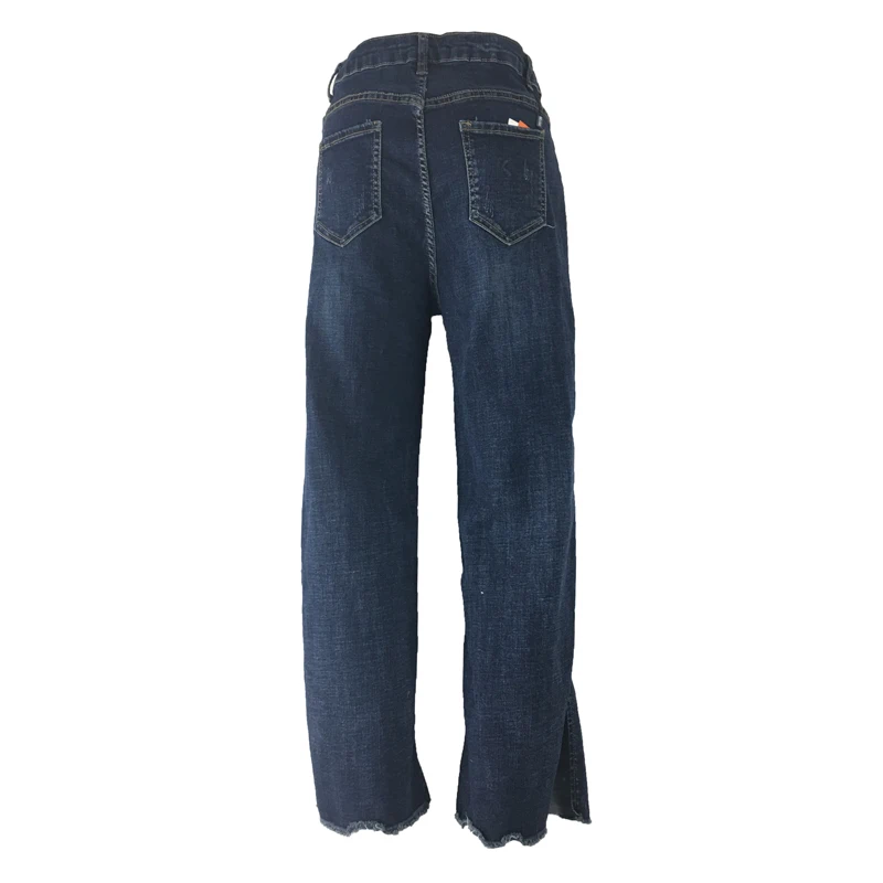 

2019 High Waist Wide Leg Jeans Ripped Loose Jeans Full Length Jean Female Denim Jeans For Women