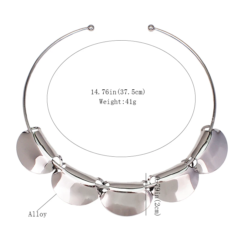 MANILAI Fashion Metal Slice Torques Chokers Necklaces For Women Alloy Big Collar Statement Geometric Necklace Jewelry