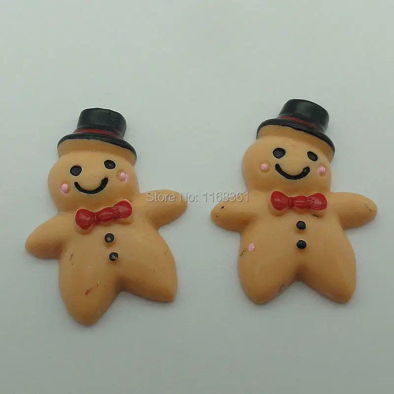 1pcs/lot resin flatback black hat Gingerbread Man 30mm Cabochons Scrapbooking Hair Bow Center DIY Christmas decration C109-2