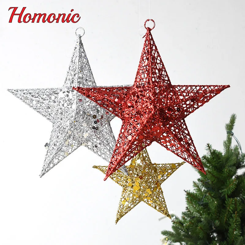 

15/20/30cm Christmas Tree Top Decoration Star Topper For Home Powder Topper Decor Accessory Ornament Christmas Decor Supplies