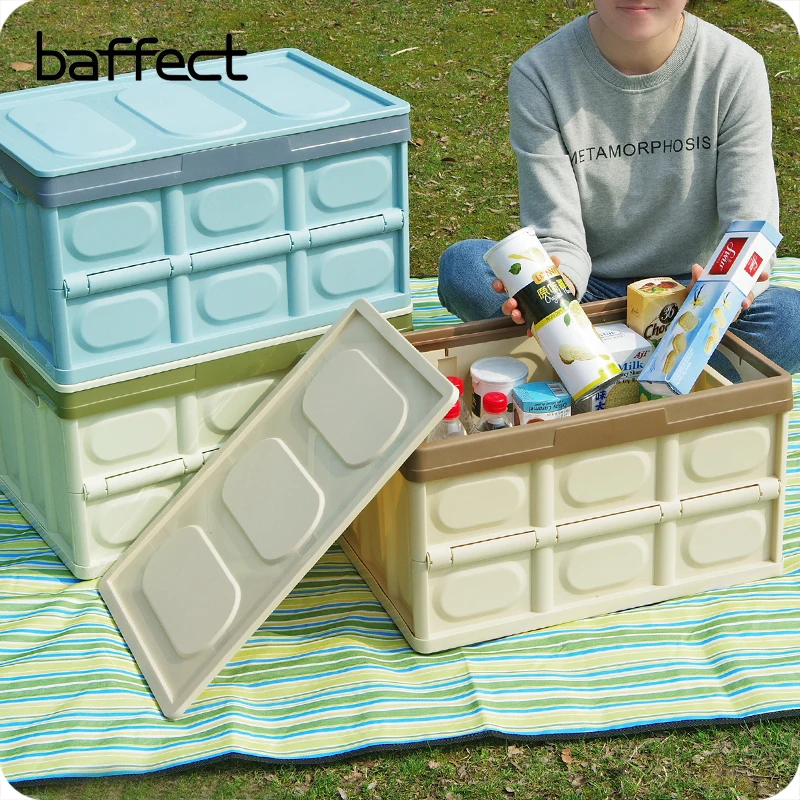 Baffect Car Folding Storage Box PP Plastic With Cover Handle Clothes Food Toy Organizer Bins Portable To Mobile |