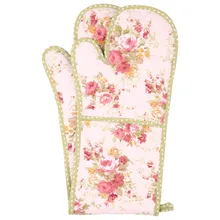 Neoviva хлопчатобумажная перчатка с двойным покрытием из парусины, термостойкая подкладка, Цветочный кварц, розовый, зеленый цветок, Guante de Cocina Dish