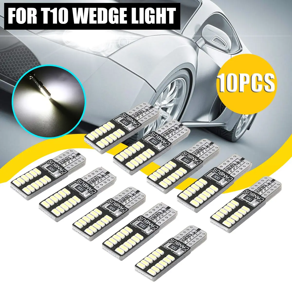 10 шт. T10 Canbus Led 24led 3014smd автомобилей светодиодные лампы сигнала светильник w5w led 194 t10 24smd Canbus Светодиодная Лампочка без ошибок