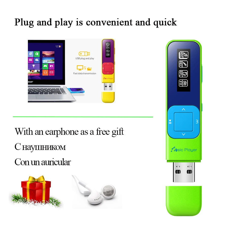 Мини usb MP3 плеер с наушниками радио fm без потерь Hi Fi воспроизводит ручка lettore flash drive