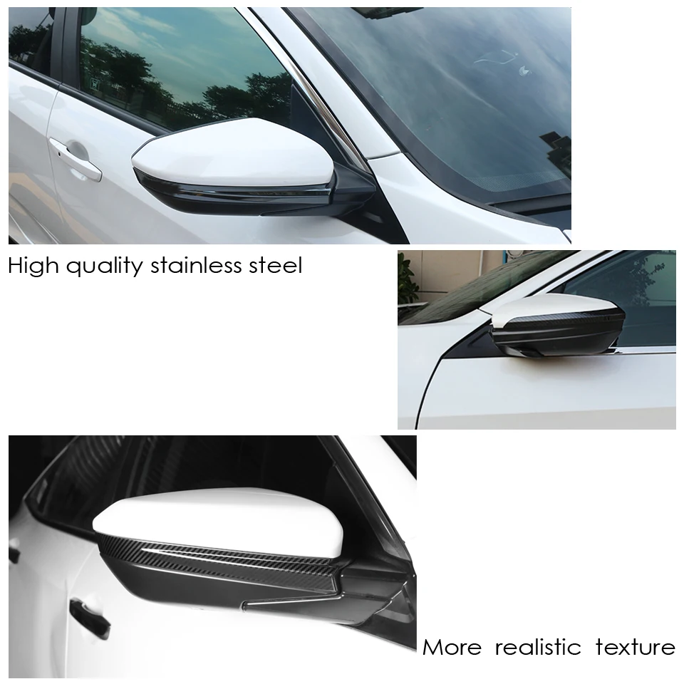 Auto Car Styling Stainless Steel Rearview Mirror Trims Stickers For Honda Civic 10th Civic Accessories