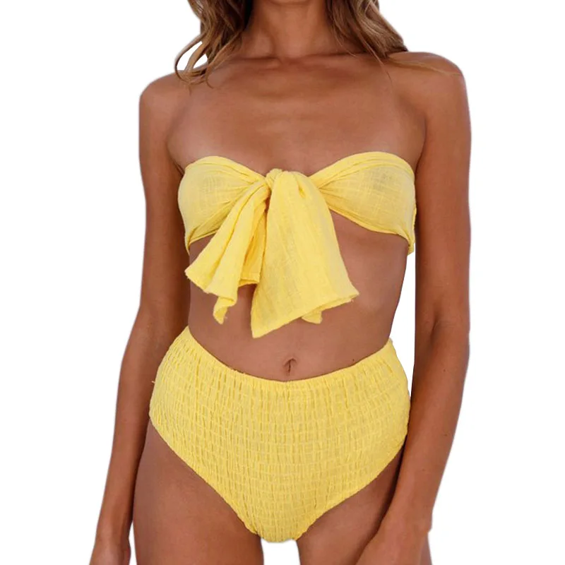 2018 New Arrivals Hot Sexy Summer Beach Yellow Bow