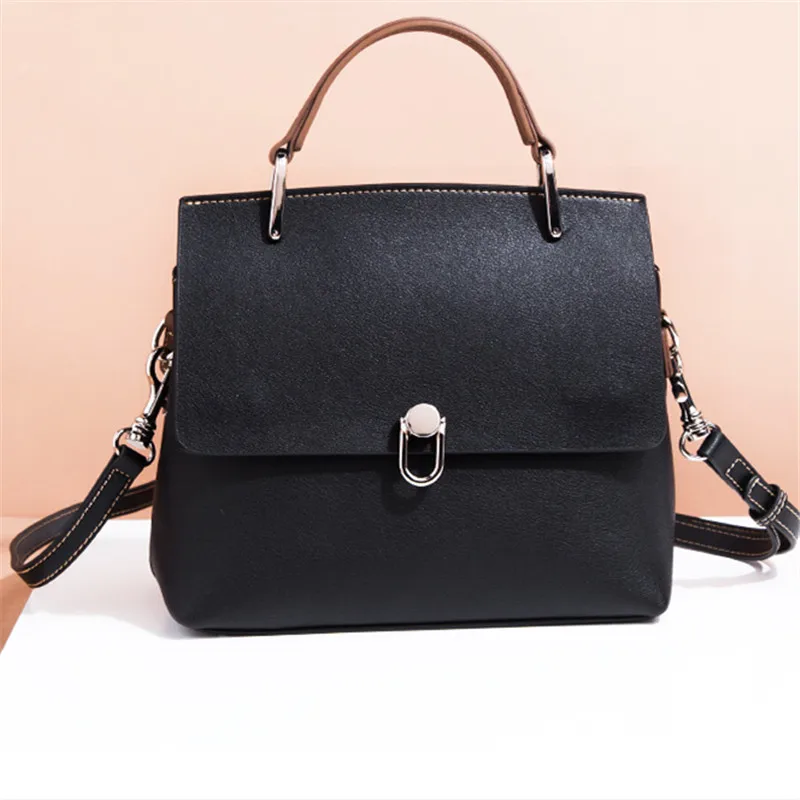 

Fashion Women Genuine leather Handbags High Quality Lock Shoulder bags Fashion Cowskin Leather Bags For Ladies Bolsas Feminina
