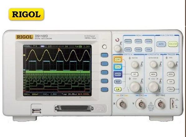 

RIGOL DS1102D Digital Colorful 100MHZ 2Channels Oscilloscope 1GSa/s 1M Memory & 16 Channels Logic Analyzer 2in1 5.6'' TFT LCD
