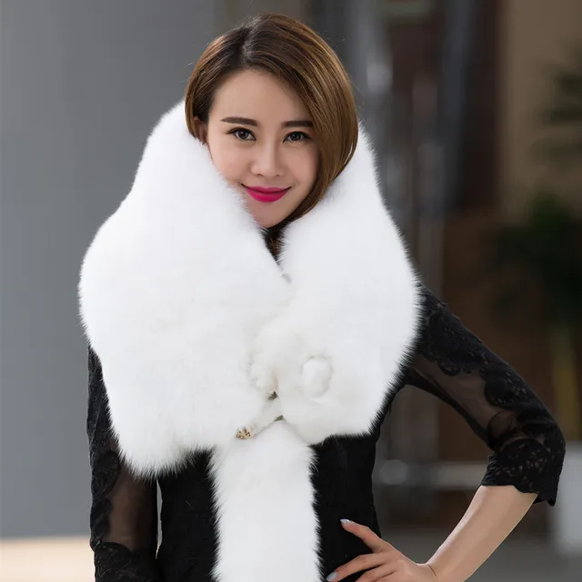 Cheap 2016 Newest The white all natural real fox scarf women scarf luxury brand