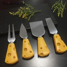 Maidobessa 4pcs/Set DIY Baking Cheese Knives Kitchen Gadgets Cheese Shape Stainless Steel Fork Shovel Flat Mouth Knife