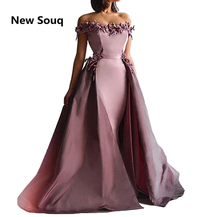 Uit De Schouder Mermaid Avondjurken Met Afneembare Rok Boothals Saudi Arabische Party Prom Dress Moeder Van De Bruid jurk