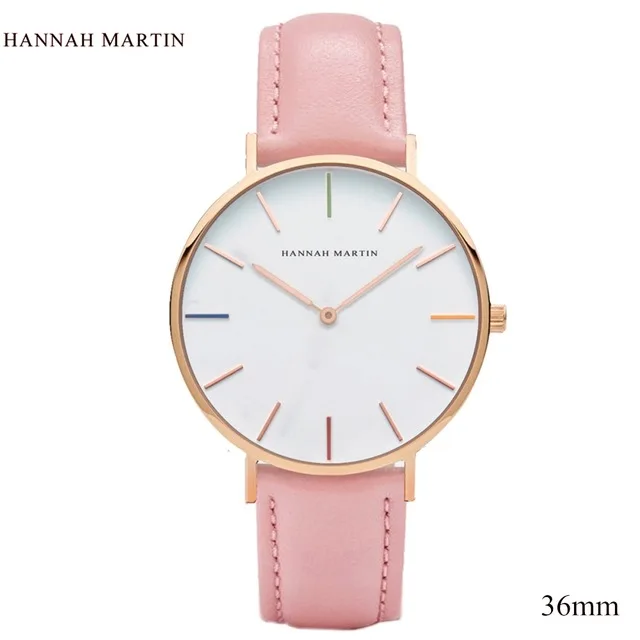 Дизайн HANNAH Martin женские часы для женщин мужские лучшие брендовые роскошные розовые модные повседневные кварцевые кожаные часы с нейлоновым ремешком - Цвет: Фиолетовый