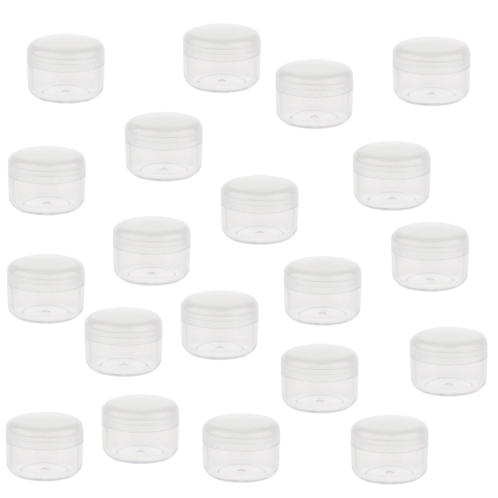 Portable Small Plastic Cosmetic Cream Jars Pots, Empty Cosmetic Containers With Lids (20Pcs)