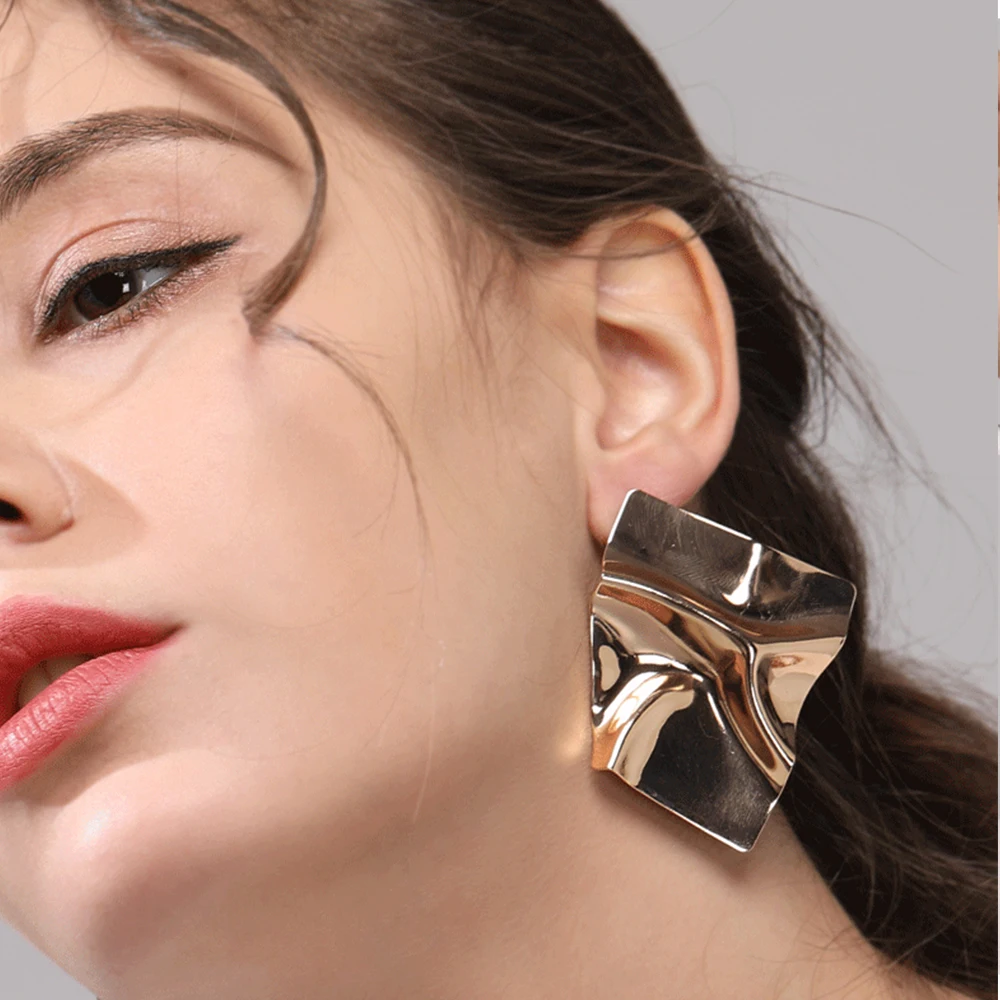 

Fashion Metal Paper Statement Earrings 2019 Big Geometric earrings For Women Hanging Dangle Earrings Drop Earing modern Jewelry