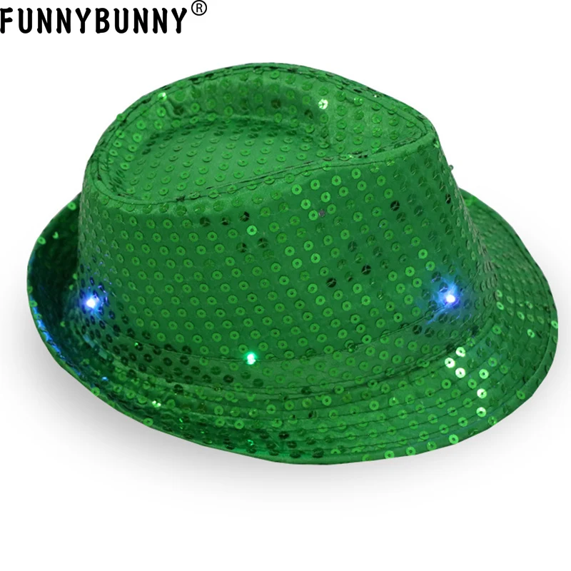 FUNNBUNNY 2 шт. дБ светодиодный фонарик Fedora Шляпа Унисекс красочные подходит для