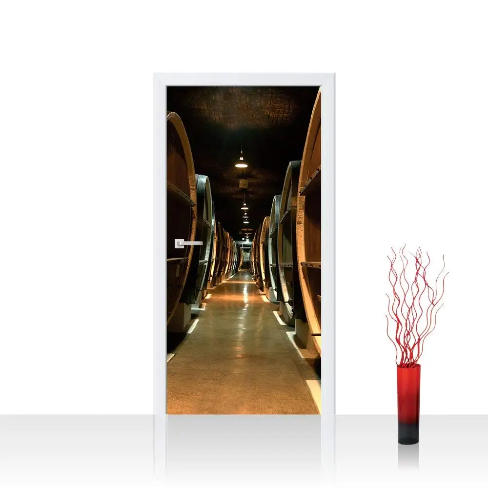 

3D Door Mural Wine Cellar Door Sticker Wallpaper Wall Print Decal Wall Deco Wall Mural Photo self adhesive door wrap