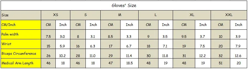 gloves size