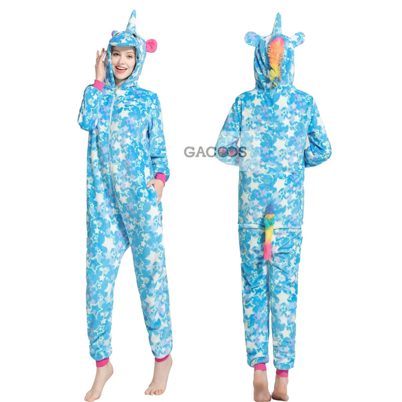 Пижама для взрослых Kugurumi с единорогом зимняя Фланелевая унисекс рисунком панды