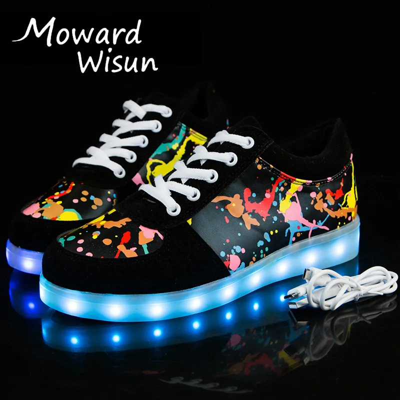 Good Quality! Luminous Glowing Sneakers Children Kids Led Shoes with Light Up Sole LED Slipper Shoes for Boys Infantil Femme 30