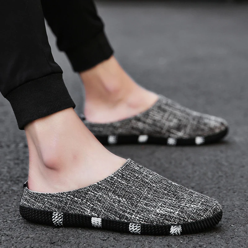 

Summer Men Slippers Outdoor Mesh Breathable Mans Footwear Low cut Fashion Slippers Shoes Casual Men Flats No-Slip Sandals Men