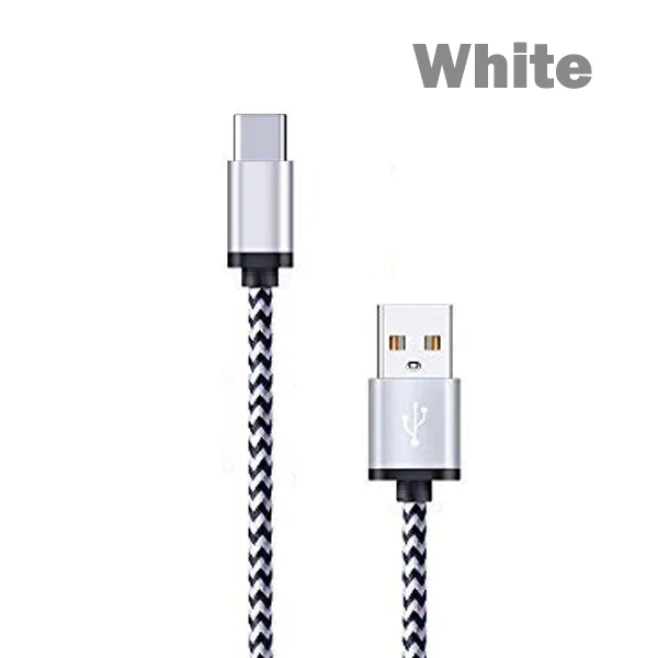CXV нейлоновый плетеный кабель usb type C 1 м 2 м данных Быстрая зарядка USB C кабель для samsung S9 S10 Xiaomi mi9 mi8 huawei type-c шнур - Цвет: White