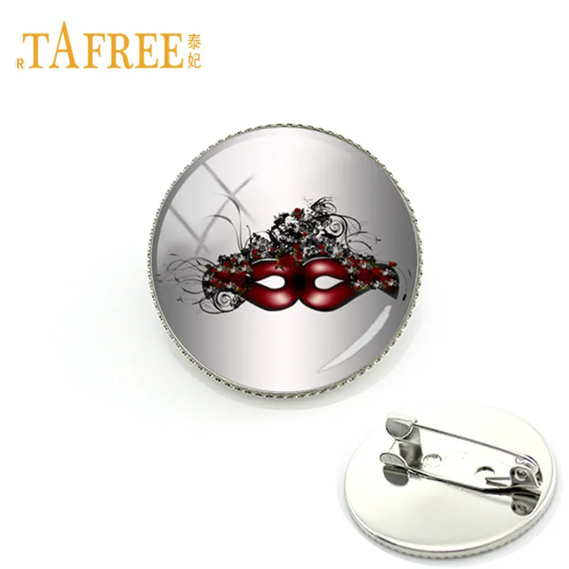 

TAFREE Venetian Party Feather Mask Brooches Masquerade Carnival Dress Mask Metal Pins Classic Jacket Bag Hat Pins MK15