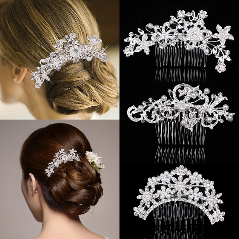 Crystal Butterfly Bridesmaid Pearl Bridal Hair Comb Clip Flower Bride Head Piece 