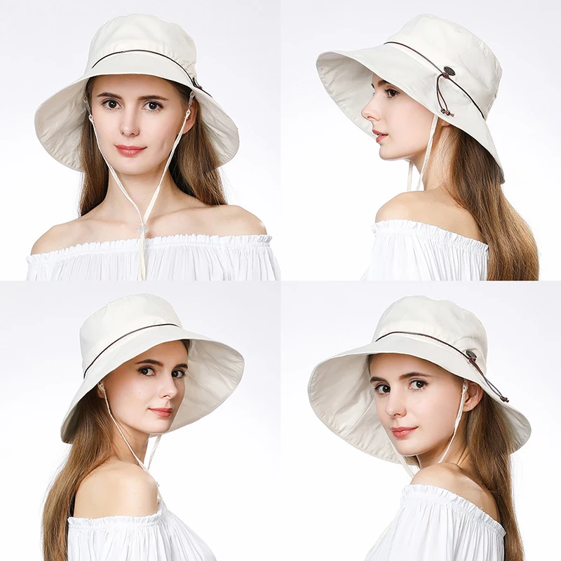 FANCET женские летние солнцезащитные шляпы UPF50+ льняные конский хвост с широкими полями, регулируемые ветрозащитные пляжные рыболовные шляпы 9902