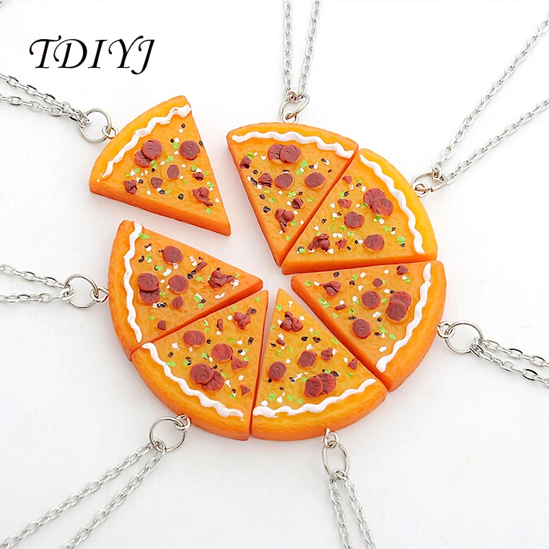

TDIYJ 1Pcs Pizza Pendant Necklace Best Friends Forever Necklace for Women Girl Children Friendship Jewelry Colar